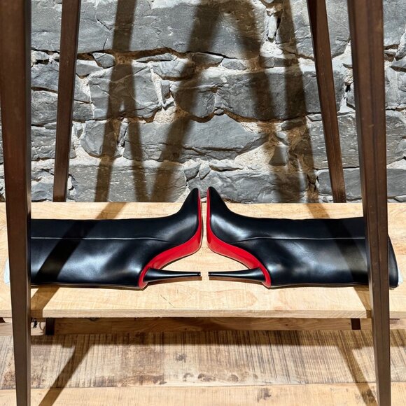 Christian Louboutin Astrilarge 100 Booty Black Leather Heeled Boots - Picture 9 of 11